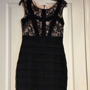 Signature by Sangria Black and Cream Lace Mini Dress